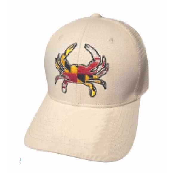 Maryland Flag Crab Embroidered Patch Mesh White Cap Hat NEW Fast Ship - Picture 1 of 3